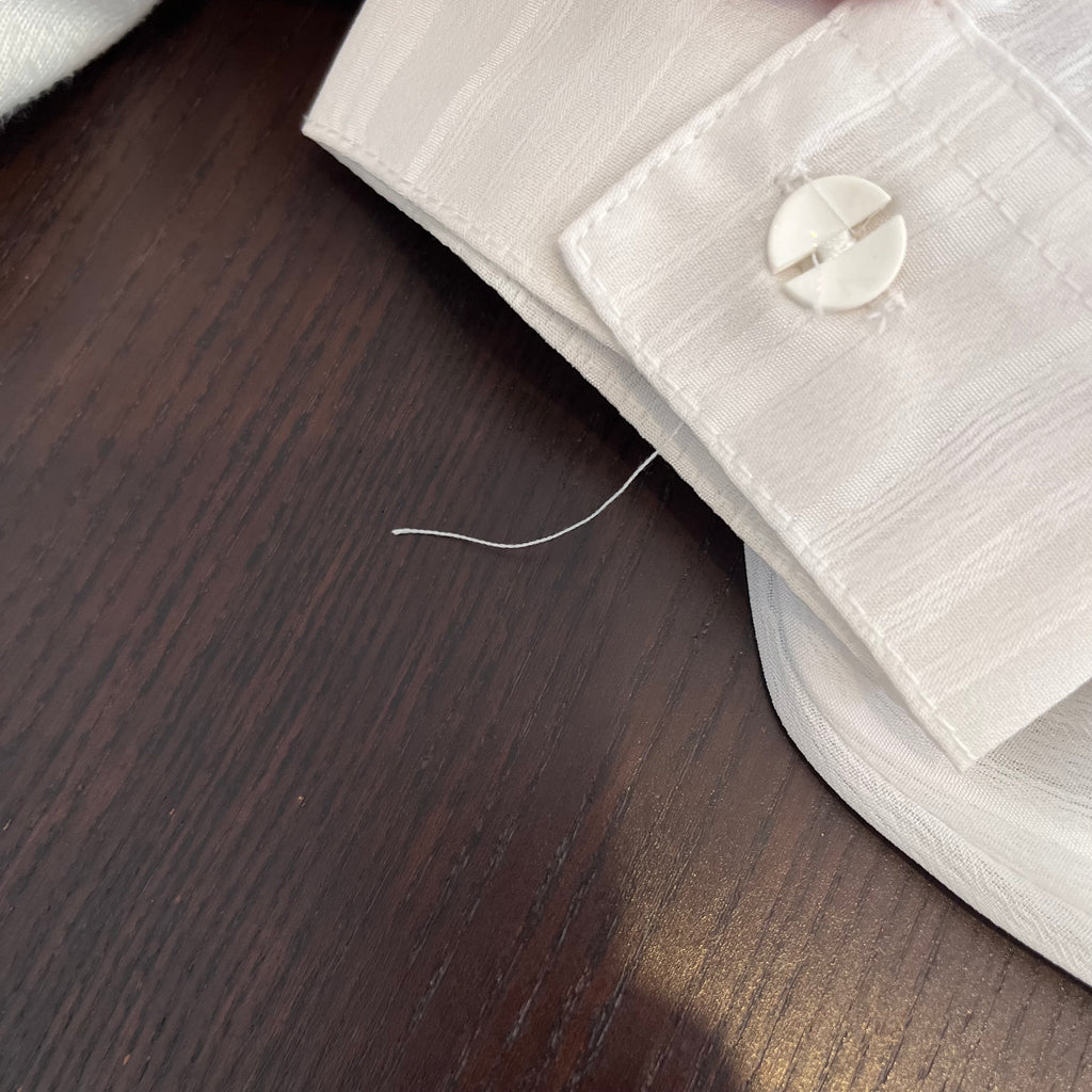 OGALLAR White Semi Sheer Button Down Collared Shirt | Gently Used |