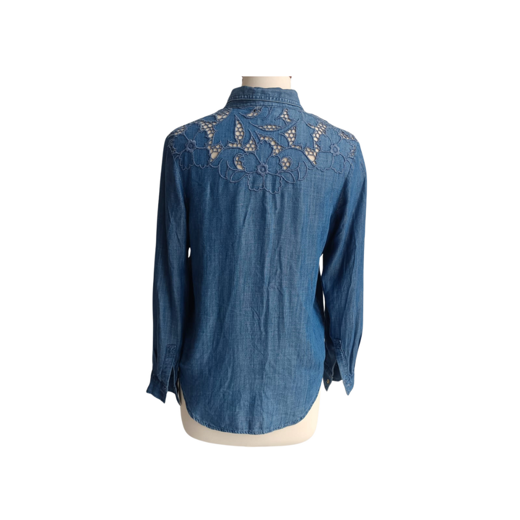 Next Blue Denim Thread Embroidered Cutwork Shirt | Pre Loved |