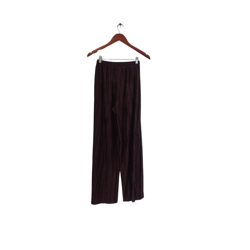 Misguided Dark Brown Pleated Wide-Leg Pants | Gently Used |