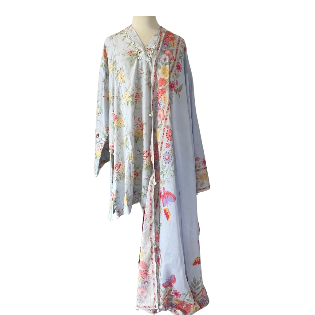 ZAHA Light Blue Floral Printed Kurta with Dupatta | Brand New |