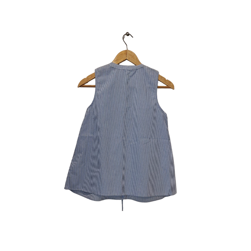 Stradivarius Blue & White Striped Sleeveless Frill Top | Gently Used |