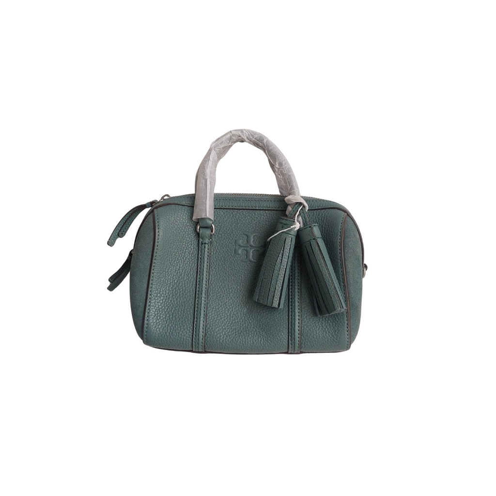 Tory Burch Arctic Green Thea Mixed Materials Mini Satchel Bag | Brand New |