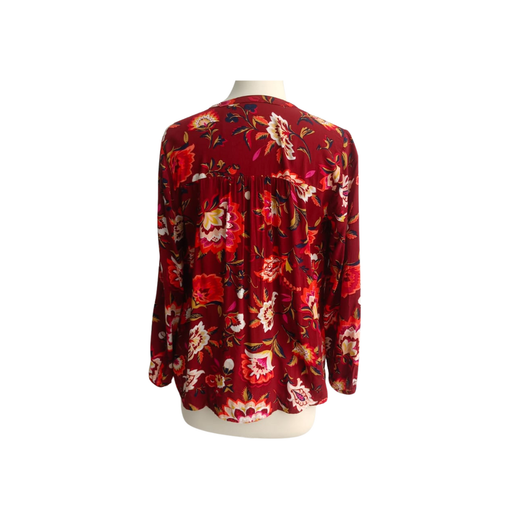 Old Navy Maroon Floral Pleat Detail Blouse | Gently Used |