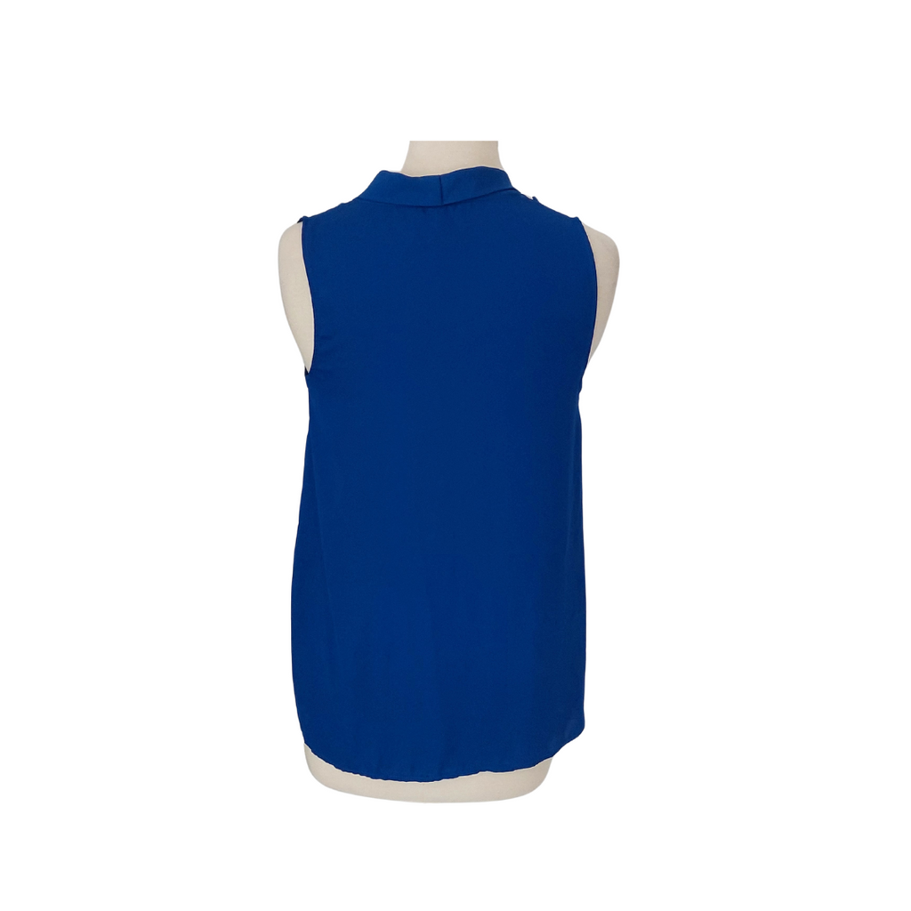 New Look Royal Blue Semi Sheer Sleeveless Blouse | Pre Loved |