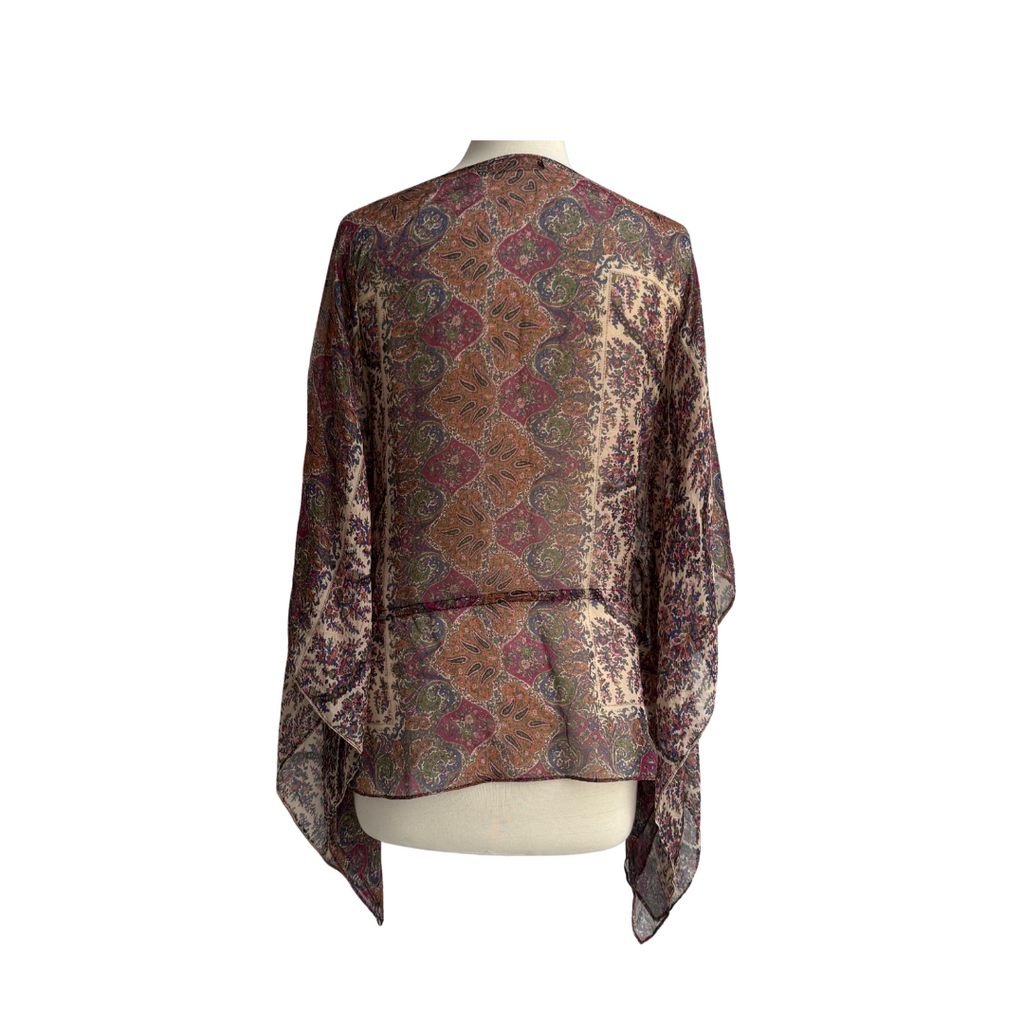 ZARA Multi-Color Printed 100% Silk Poncho Top | Gently Used |