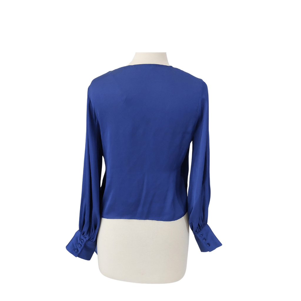 ZARA Royal Blue Satin Wrap Top | Pre Loved |
