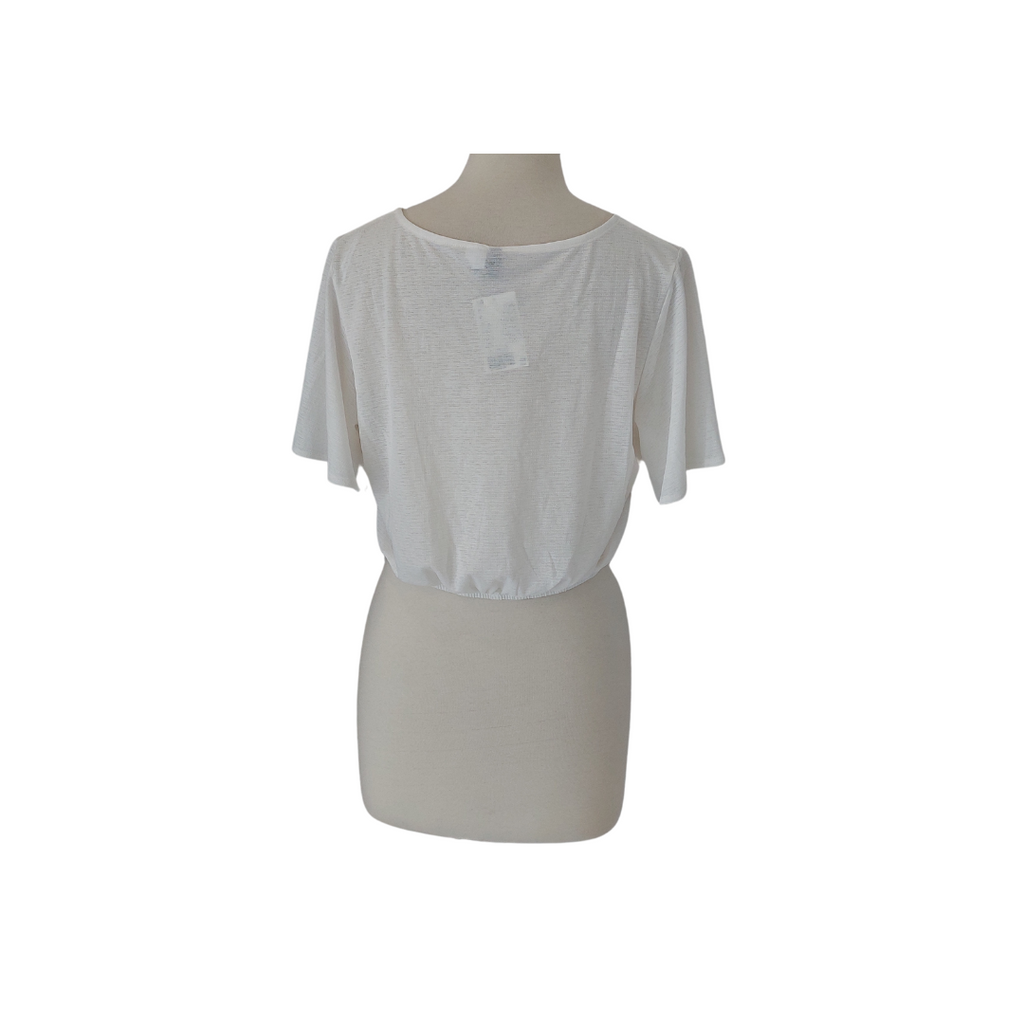 H&M White Cropped Front Knot Top | Brand New |