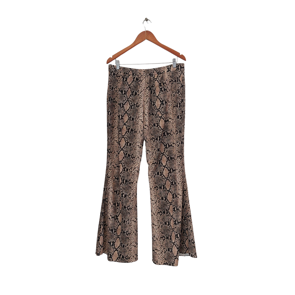 ZARA Brown Snakeskin Printed Wide-leg Pants | Pre Loved |