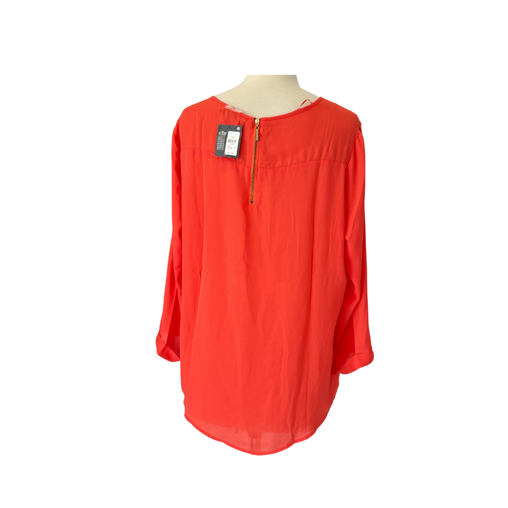 Atmosphere Orange Semi-Sheer Back Zip Top | Brand New |