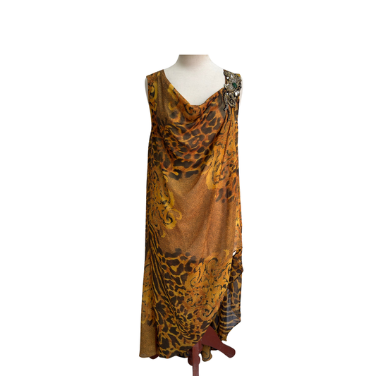 Mehreen & Manahyl Leopard Print Embellished Dress (2 Piece) | Gently Used |