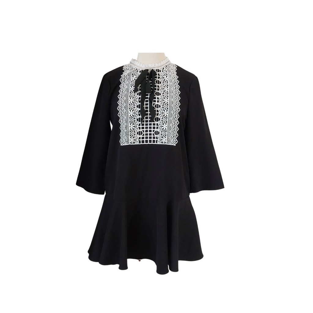 ZARA Black with White Lace Neckline Long Tunic | Pre Loved |