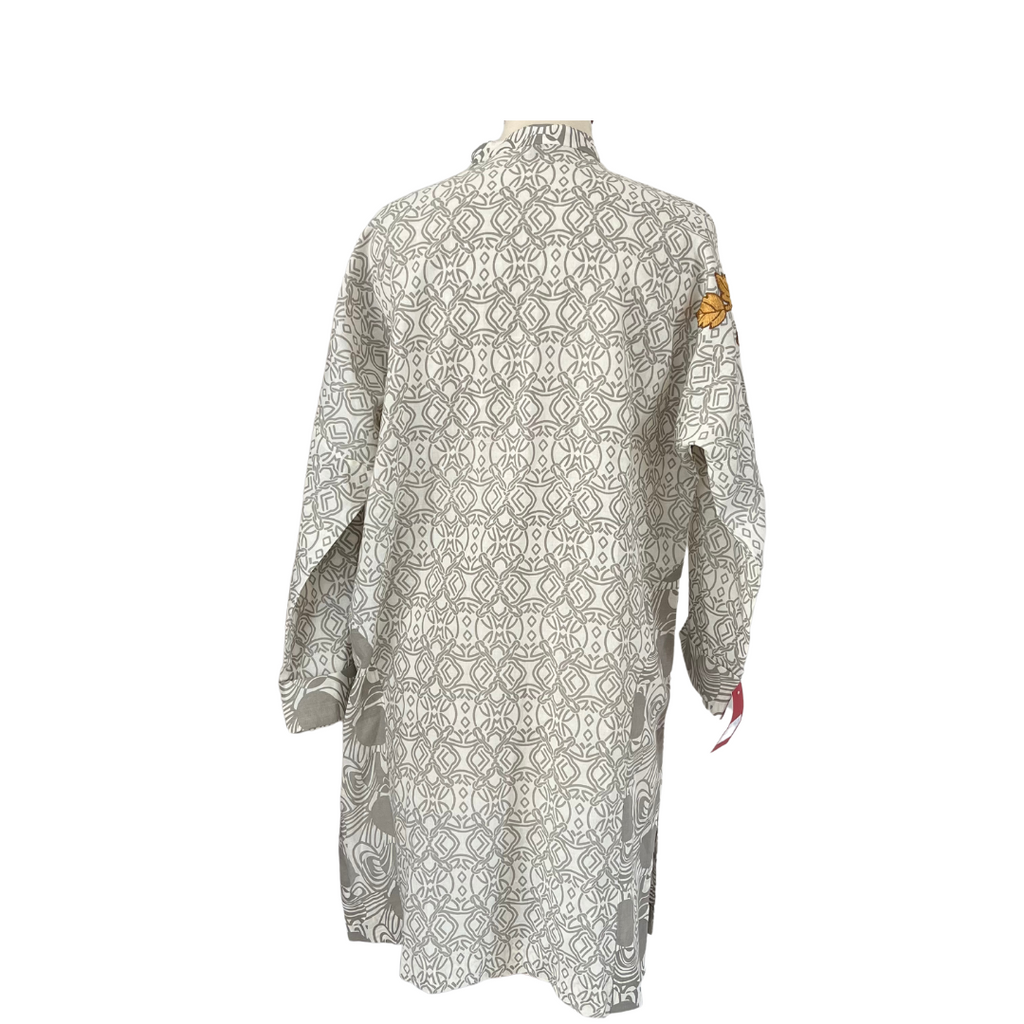 Sanam Chaudhri Grey & White Block Print Kurta | Brand New |