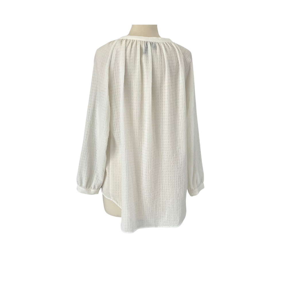 Mango White Semi Sheer Textured Blouse | Gently Used |