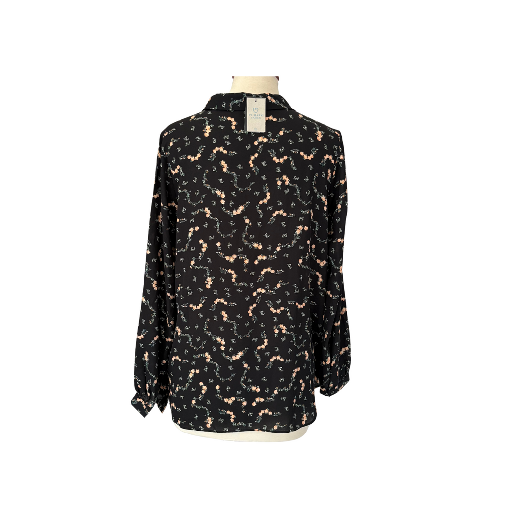 Primark Black Floral Printed Collared Shirt | Brand New |