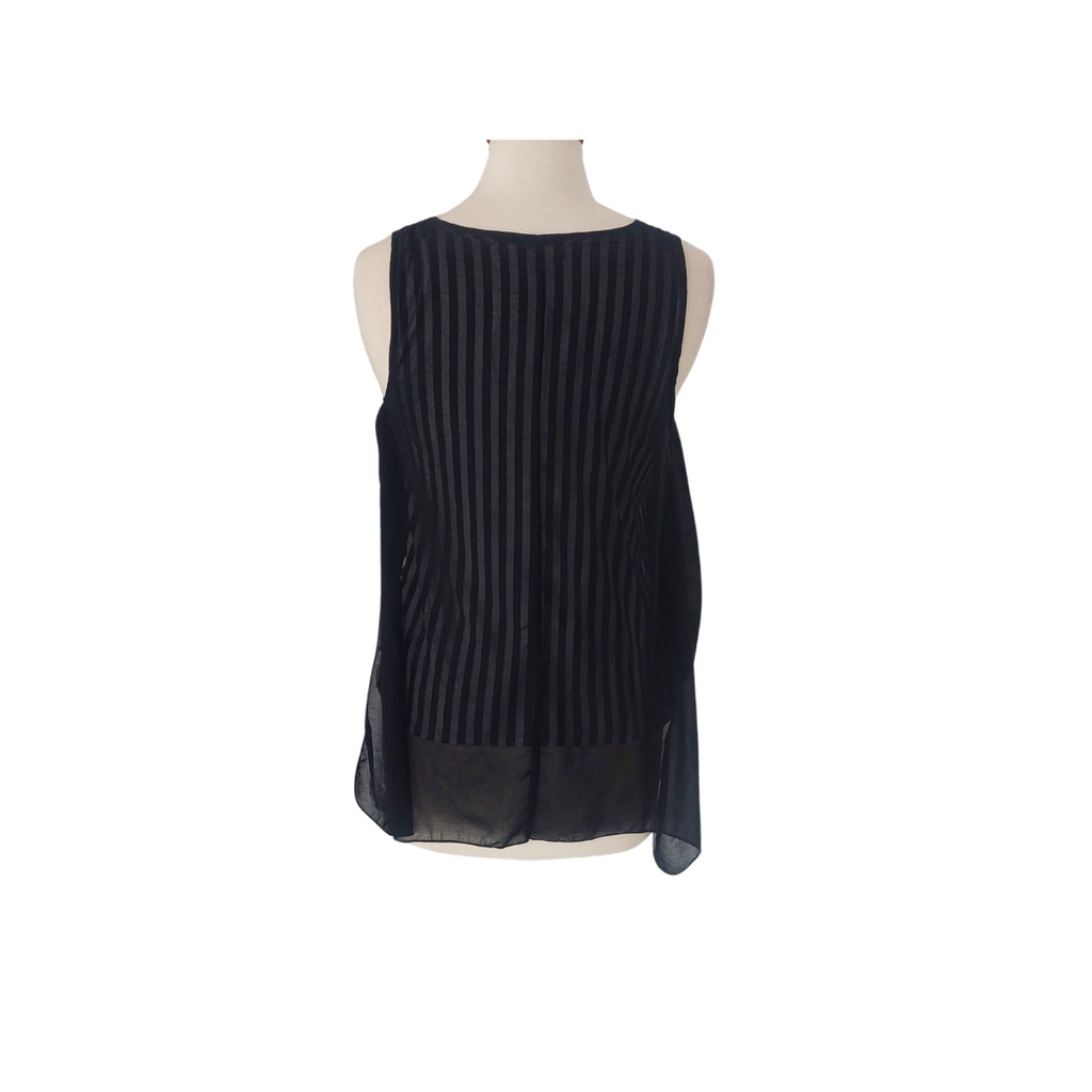 2XTREMEZ Black & White Striped Sleeveless Layered Top | Brand New |