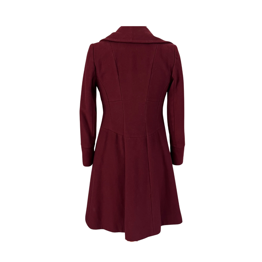 Michael Kors Maroon Long Mixed Wool Coat | Pre Loved |