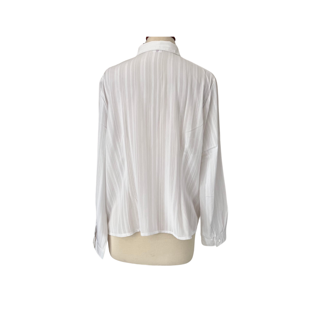 OGALLAR White Semi Sheer Button Down Collared Shirt | Gently Used |