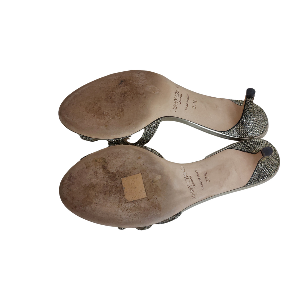 Jimmy Choo Gold Glitter Leather Heels | Pre Loved |