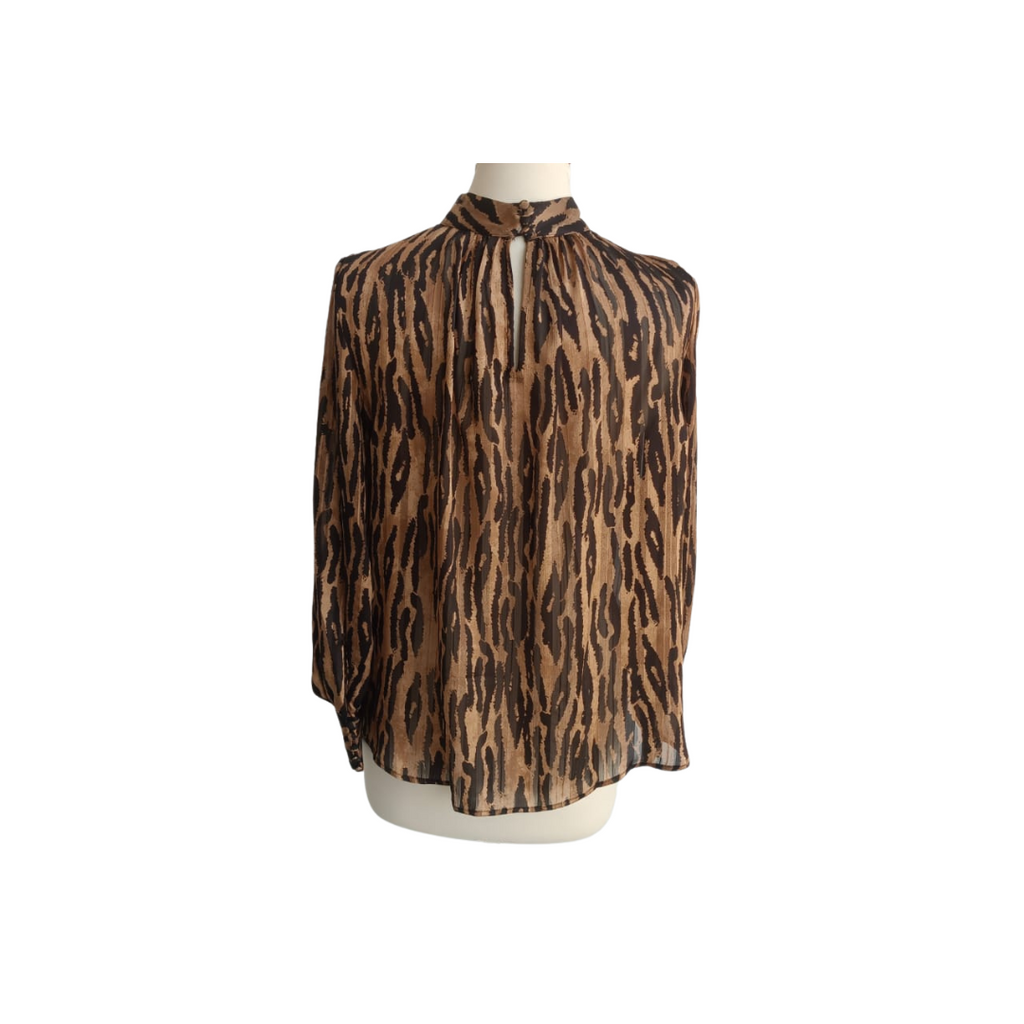 H&M Brown & Black Semi Sheer Top | Gently Used |