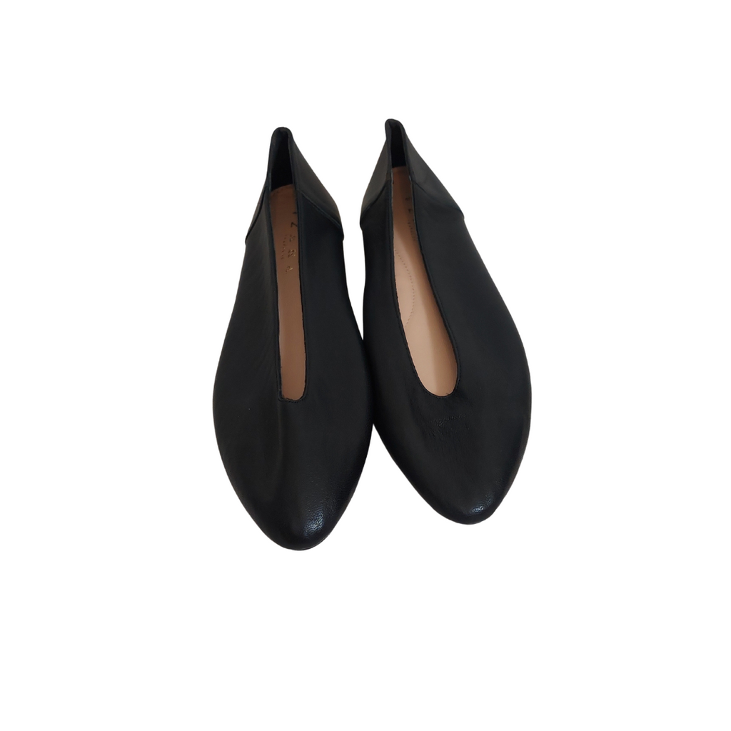ZARA Black Leather Ballet Flats | Pre Loved |