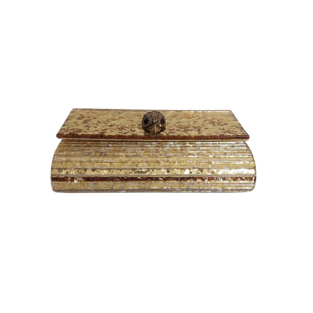 KURT GEIGER Kensington Gold Drench Party Eagle Clutch Bag | Gently Used |