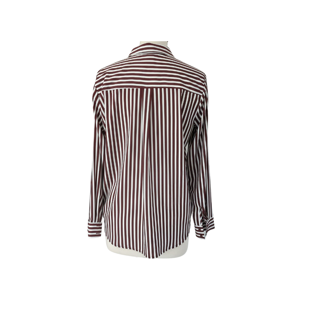 H&M Brown & White Striped Satin Colared Shirt | Gently Used |