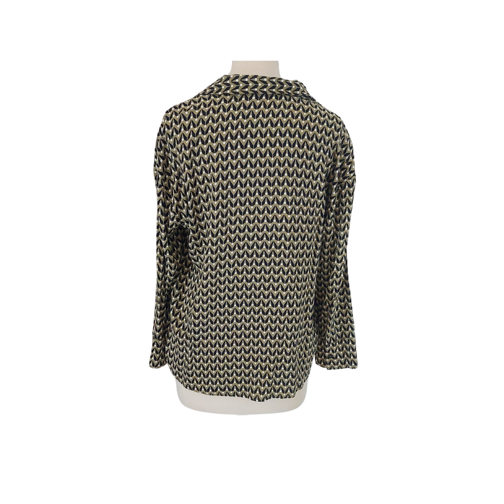 ZARA Green & Black Printed Collared Button Up Top | Pre Loved |