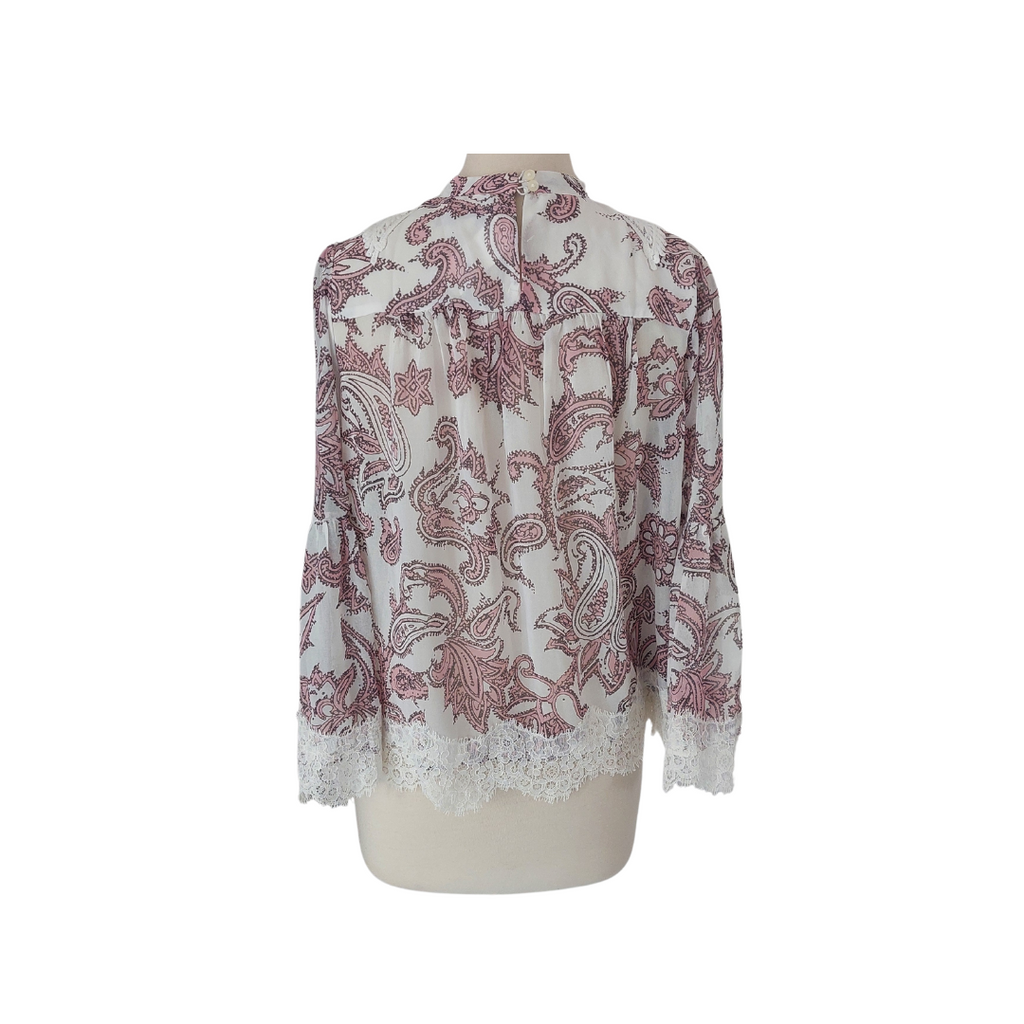 LOFT Pink & White Printed Lace Top | Brand New |