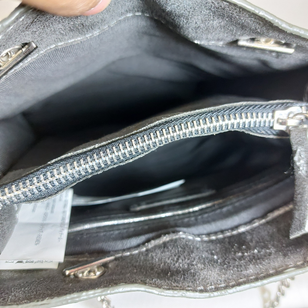 Zara Grey/Metallic Studded Shoulder Bag | Brand New |