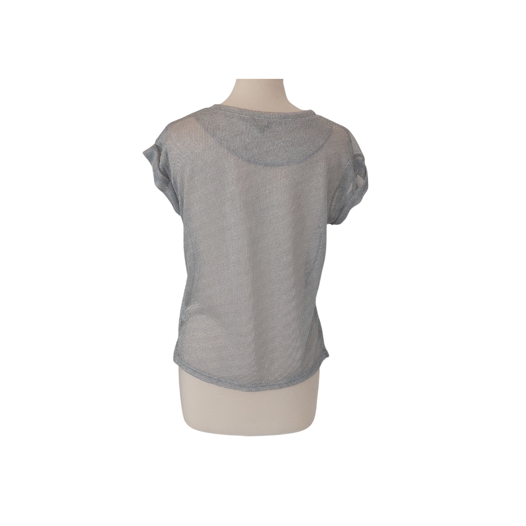 TopShop Silver Metallic Mesh Net Top | Like New |
