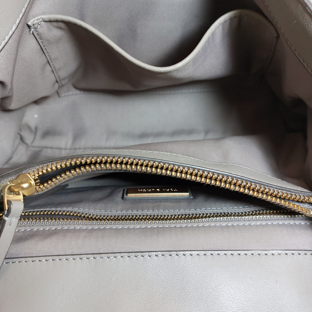 Tory Burch Grey Heron Soft Leather Fleming Tote Bag | Pre Loved |