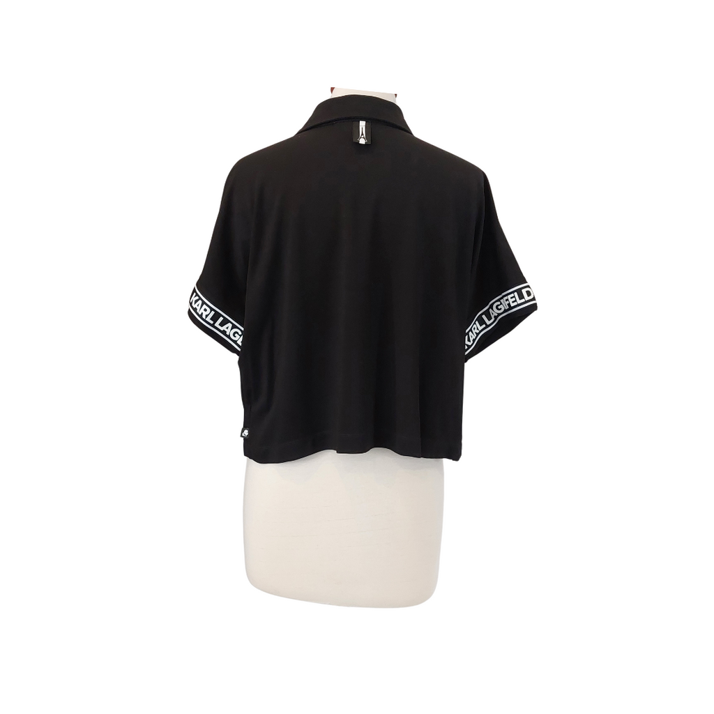 Karl Lagerfeld Black Cropped Polo Shirt | Pre Loved |