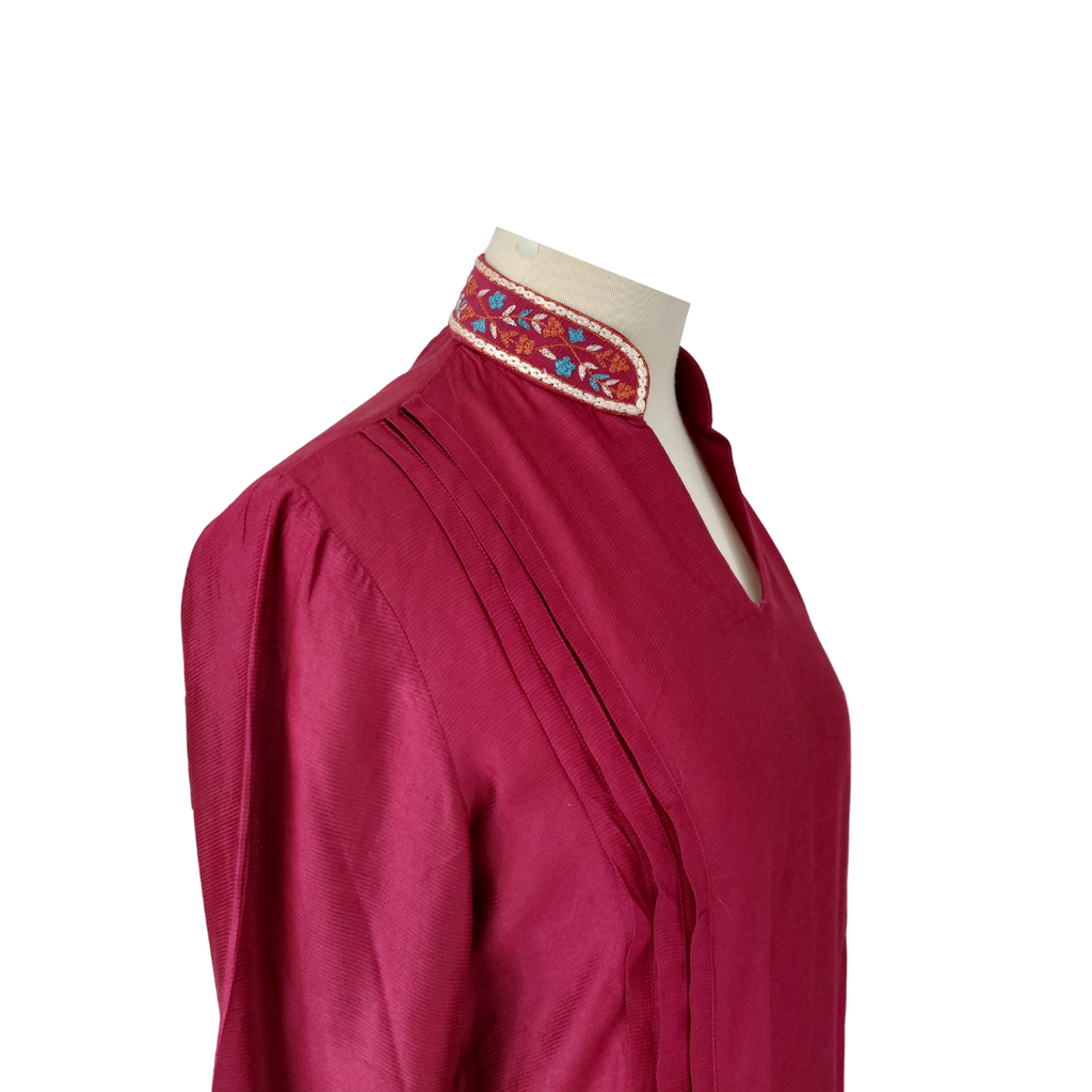 Talha Batla Magenta Embroidered Pleated Kurta | Pre Loved |