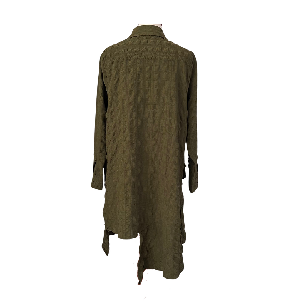 Riva Factory Green Textured Layered Long Top | Like New |