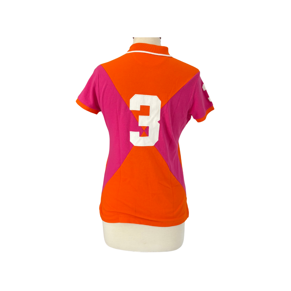 Ralph Lauren Orange & Pink Skinny Polo Shirt | Pre Loved |