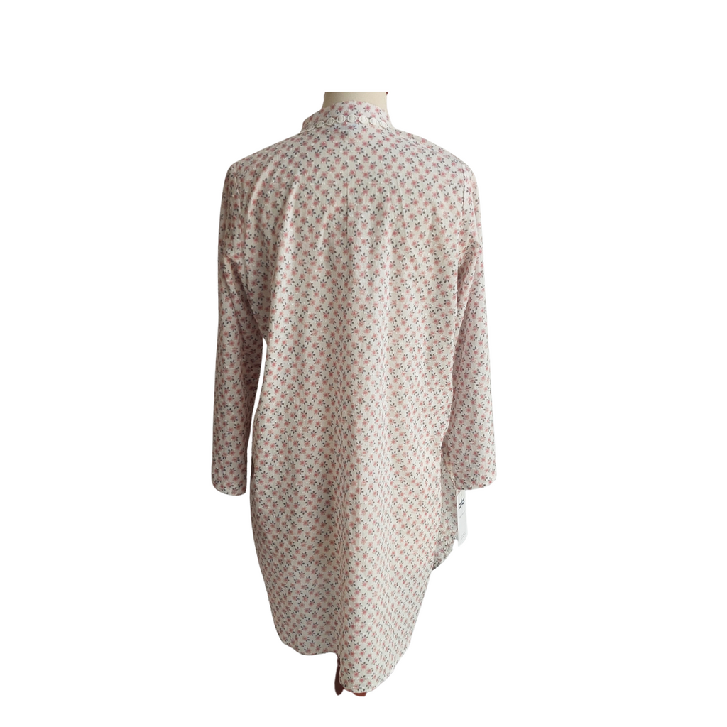 Riffat Aliani White Floral Printed & Lace Detail Kurta | Brand New |