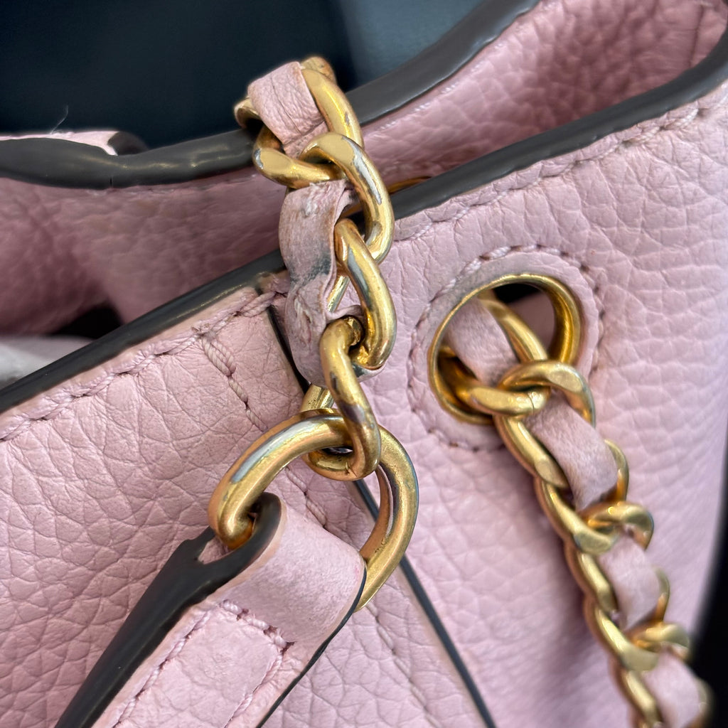 Tory Burch Light Pink Britten Pebbled Leather Crossbody Mini Tote Bag | Pre Loved |