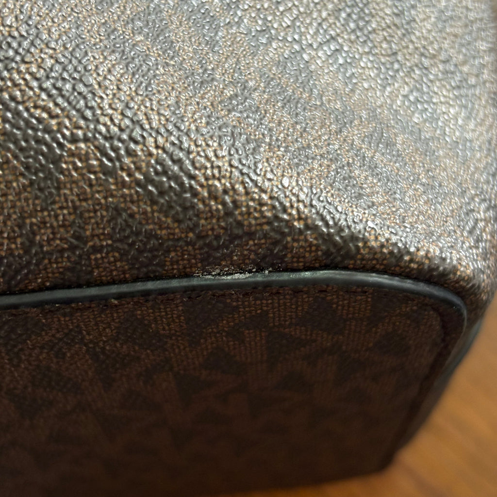 Michael Kors Brown Eliza Leather Large Studded Mixed-Media Tote Bag | Gently Used |