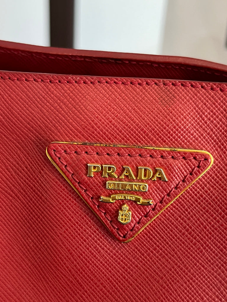 Prada Red Leather Large Tote Bag | Pre Loved |