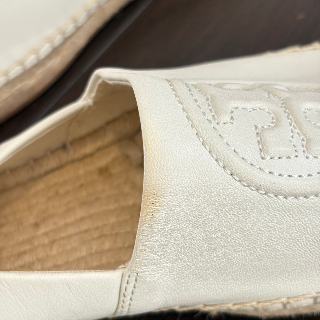 Tory Burch Off-White & Black Leather Espadrilles | Brand New |
