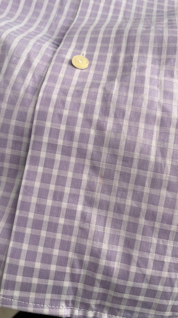 The Savile Row Company Men's Purple & White Checked Cotton Collared Shirt | Brand New |