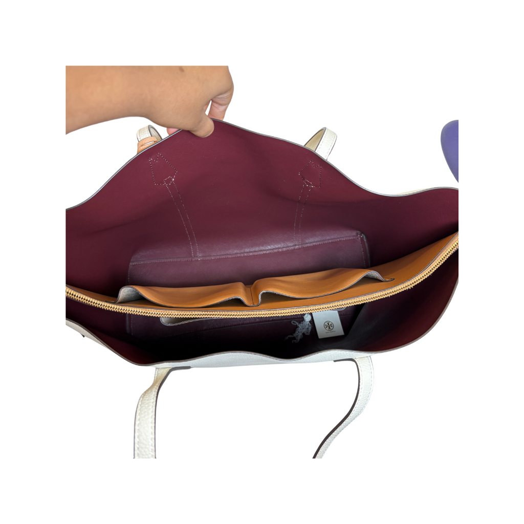 Tory Burch Ivory 'Perry' Triple Compartment Tote Bag | Pre Loved |