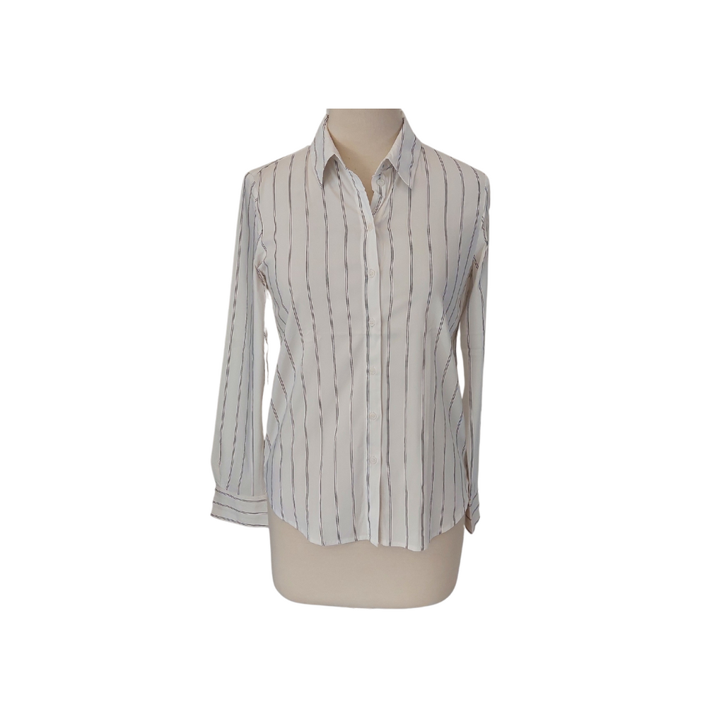 H&M White & Black Striped Collared Shirt | Gently Used |