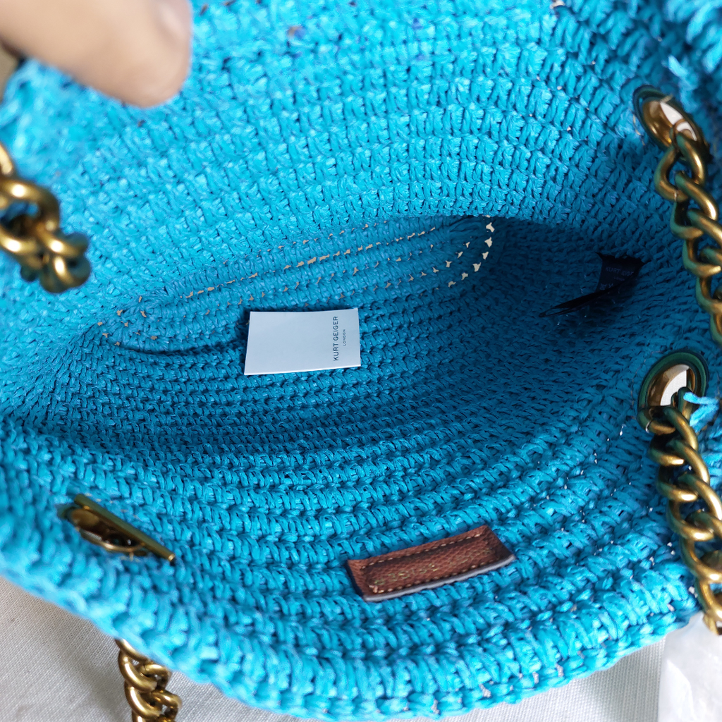 Kurt Geiger 'Chelsea' Blue Raffia Tote | Like New |