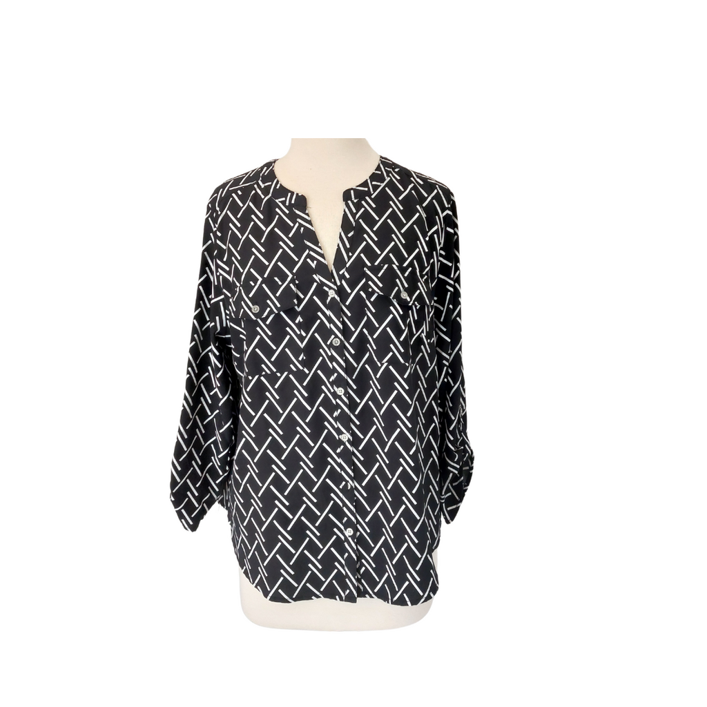 Notations Black & White Button Down Top | Gently Used |