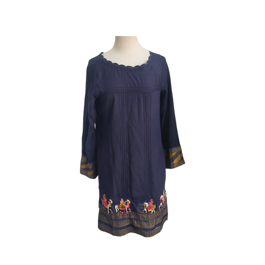 Sana Safinaz Navy Blue Horse Appliqued Kurta | Brand New |