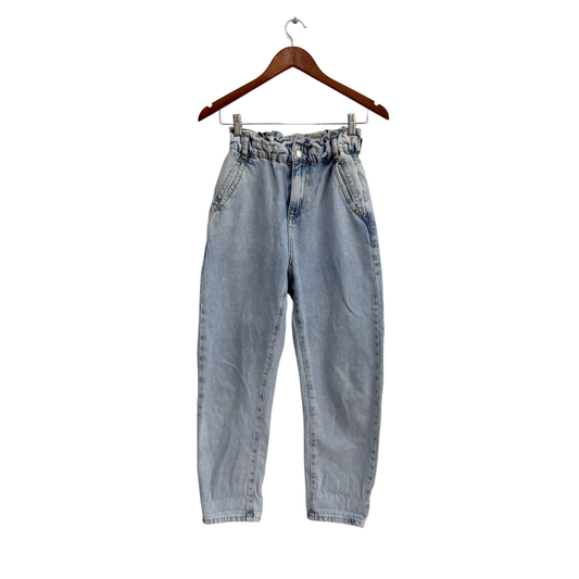 Zara Light Blue Cinched Waist Jeans | Pre Loved |
