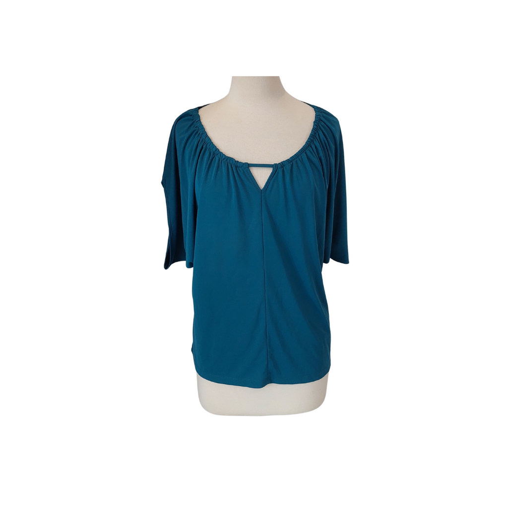 DKNY Teal 100% Polyester Blouse | Gently Used |