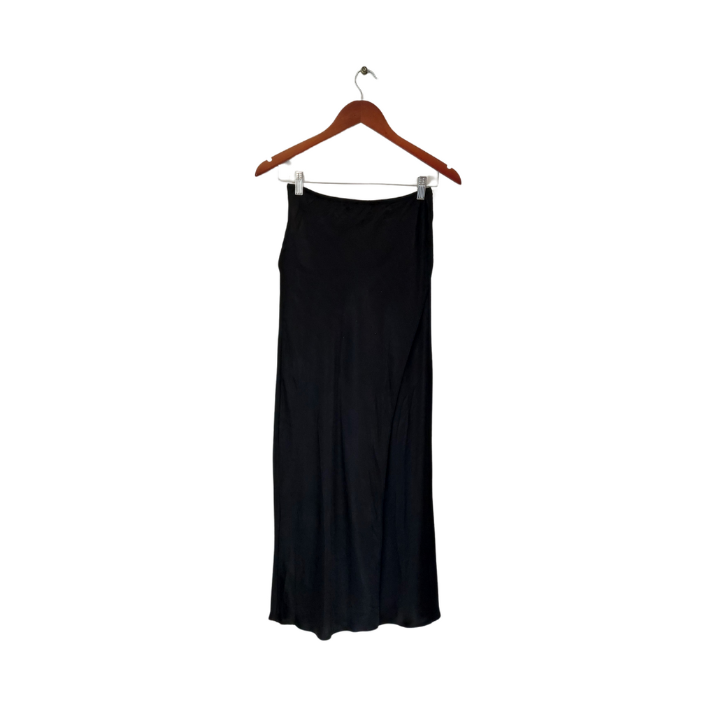 ZARA Black Satin Wrap Long Skirt | Brand New |