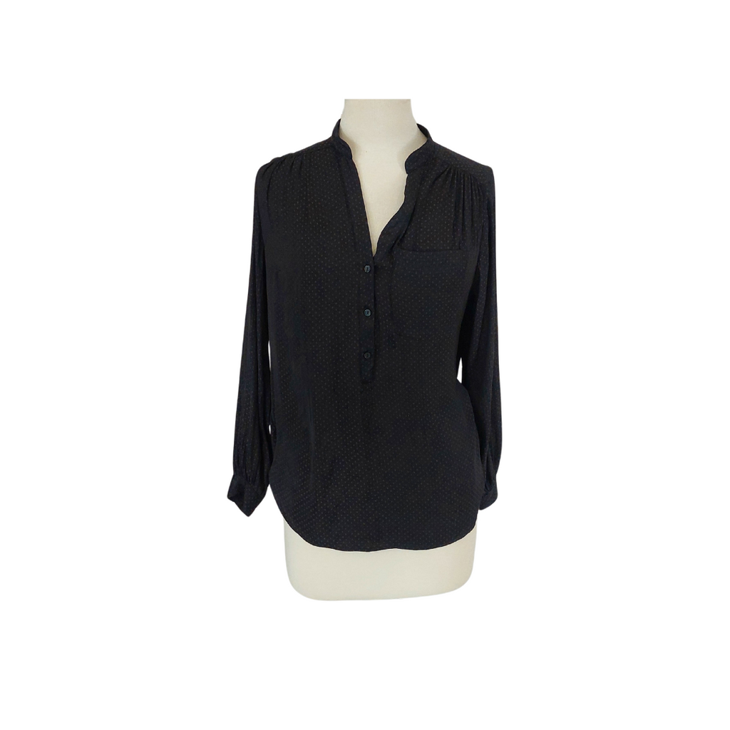 H&M Black Satin Front Button Top | Pre Loved |